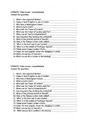 English worksheet: london-video lesson comprehension questions