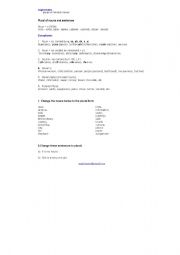 English worksheet: Plural of nouns and sentences