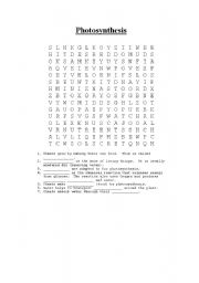 Photosynthesis - Wordsearch