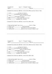 English worksheet: Present perfect simple - Quiz