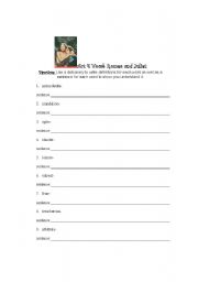 English worksheet: Romeo and Juliet Act 4 Vocabulary