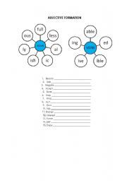 English worksheet: Adjective formation