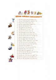 English worksheet: Past simple for kids neg and interr