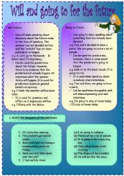 English Worksheet: Will and going to for the future