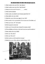 English Worksheet: QUIZ ABOUT THE HISTORY OF THE USA BETWEEN 1914 AND 1950