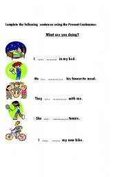 English worksheet: What are you doing?
