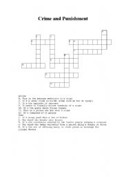 English worksheets: Crime and Punishment Crossword