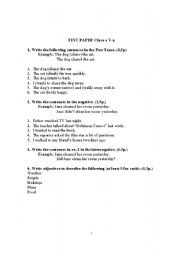 English worksheet: 5th grade -test paper