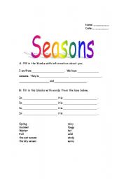 English Worksheet: Seasons work