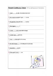 English Worksheet: Present Continuous Tense Worksheet