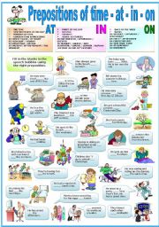 English Worksheet: PREPOSITIONS OF TIME - AT-IN-ON