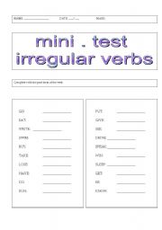 English Worksheet: Mini-test IRREGULAR VERB