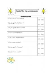 English Worksheet: My holidays