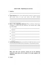 English Worksheet: organizing a response to a newspaper article