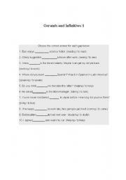 English worksheet: Gerunds and Infinitive exercise