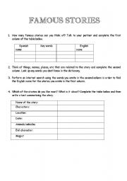 English worksheet: Famous Stories