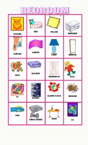 English Worksheet: 20 Flashcards about objects in the bedroom