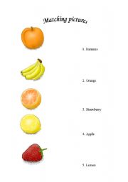 English worksheet: Matching fruit 