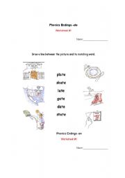 English worksheet: phonics end