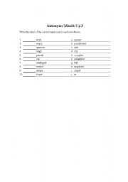 English Worksheet: Antonyms Match Up 3