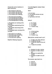 English worksheet: past continuous multiple choice and body parts