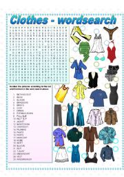 Clothes - Wordsearch & Matching
