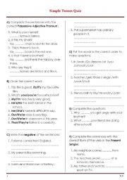 English Worksheet: Simple Tenses Quiz