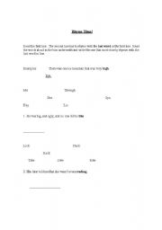 English worksheet: Rhyme Time