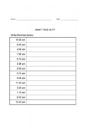 English Worksheet: What time is it?