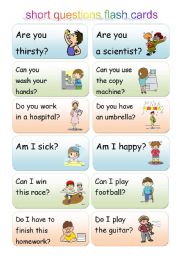 English Worksheet: short questions using be, can and do