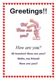 English Worksheet: Greetings - How are you? (4/10)