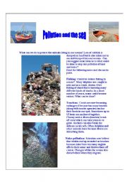 English Worksheet: Pollution and the Sea