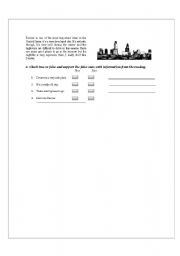 English worksheet: reading about places