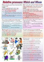 English Worksheet: Relative Pronouns: Which and Whom (keys included - completely editable)