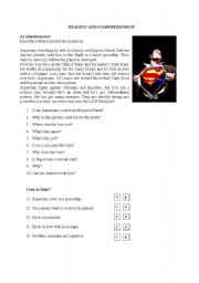 English Worksheet: Superman - reading and comprehension 1