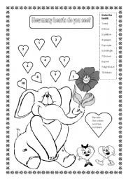 English Worksheet: Count the hearts
