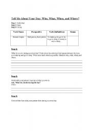 English Worksheet: Tell Me About Your Day!