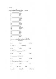 English worksheet: article