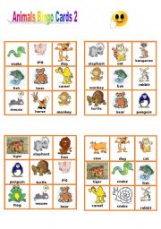 Animals Bingo Cards 2/3