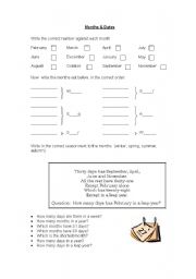 English Worksheet: Months & Dates