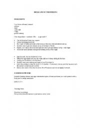 English worksheet: Following Instructions - bread and butter pudding