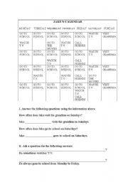 English worksheet: Jakes Calendar