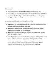 English Worksheet: Pets & owners; Did you know?