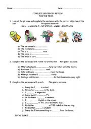 English worksheet: complete sentences