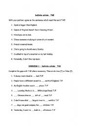 English Worksheet: Definite article