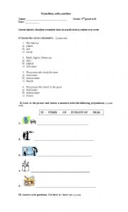 English worksheet: Prepositions, verbs and questions