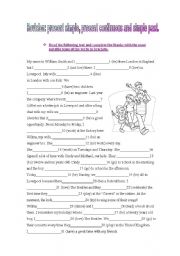 English Worksheet: revision: simple present, present continuous and simple past