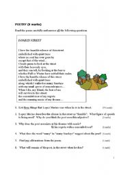 English Worksheet: poem