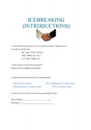 English Worksheet: ICEBREAKING (Introductions for Business English Students)