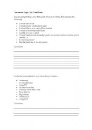 English worksheet: Discussion Topic: My New Home